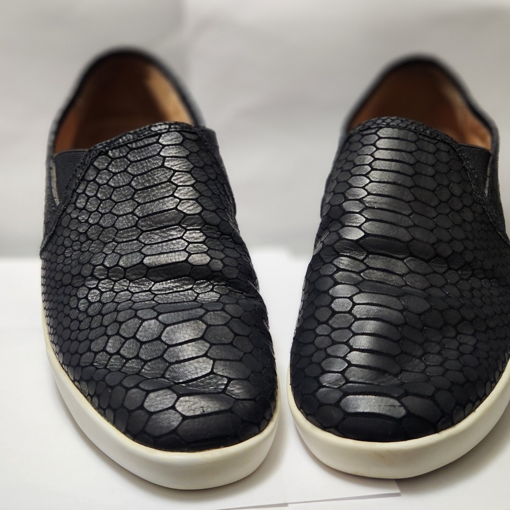 Joie Black Snakeskin Embossed Leather Slip-On Sneakers 40 EU / 9.5 US for Women